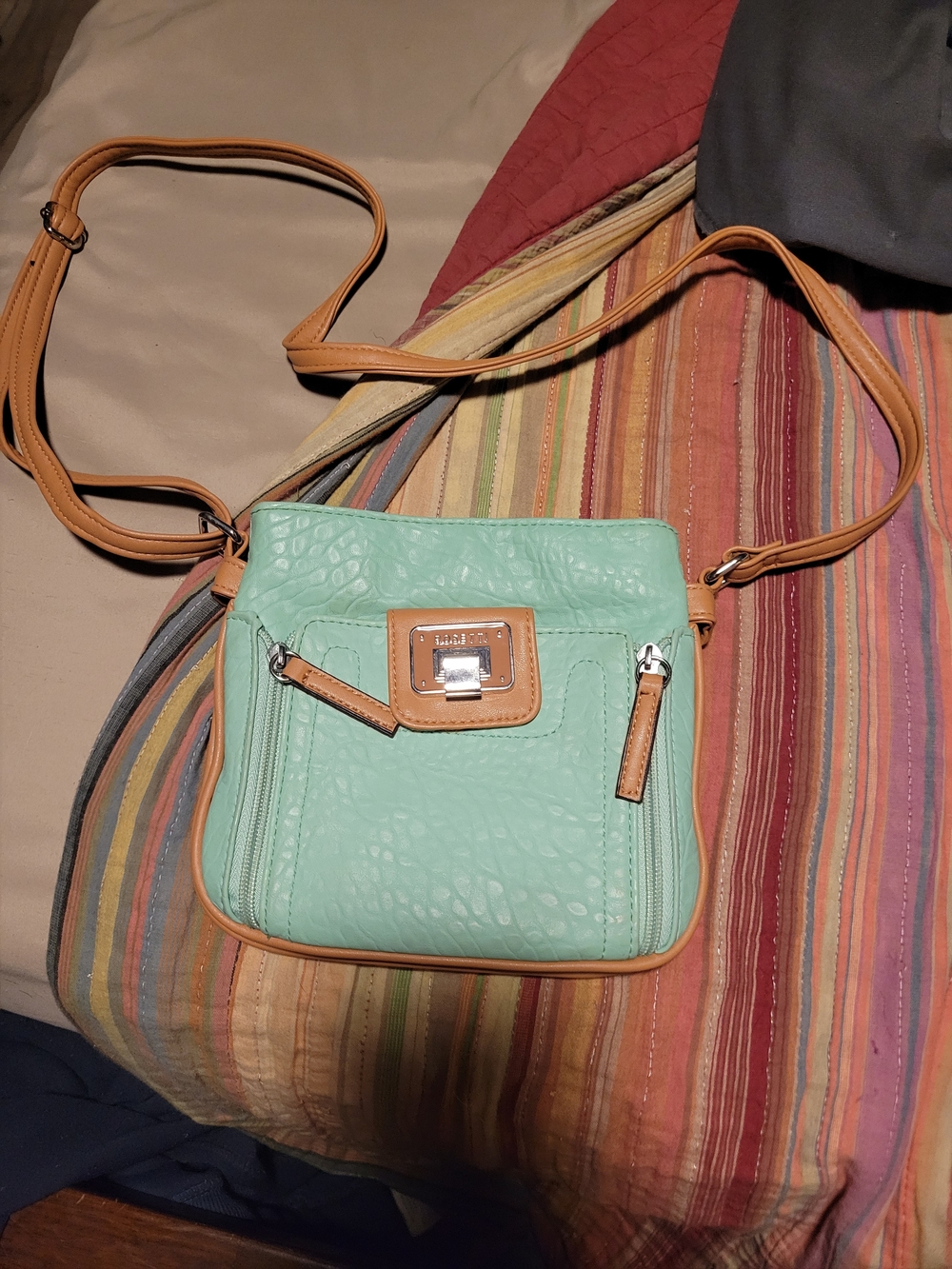 Rosetti Mint Green Crossbody with Tan Trim